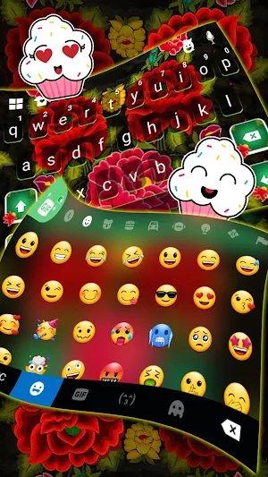 Red Mexican Flowers Keyboard Background Screenshot 3
