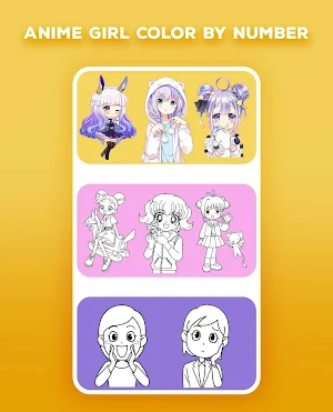 Anime Girl Color by Number - Anime Coloring Book Screenshot 1