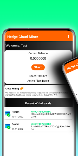 Hedge miner - Btc Cloud Mining Screenshot 0