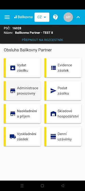 Balíkovna obsluha Screenshot 2