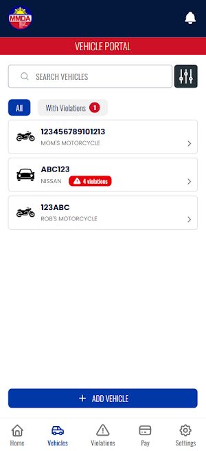MMDA Vehicle Management Portal Screenshot 0