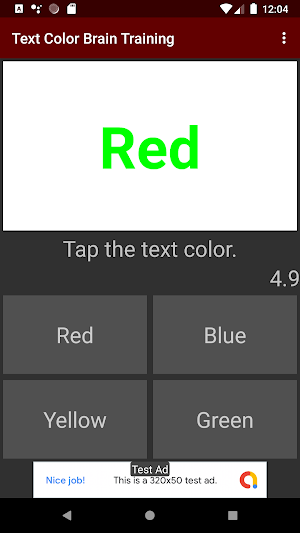 Text Color Brain training Screenshot 3