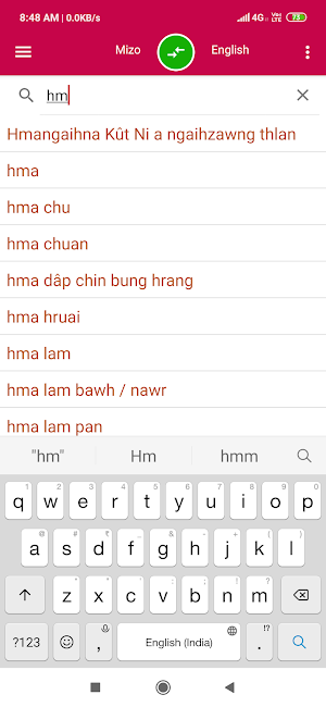 Mizo To English Dictionary Screenshot 2