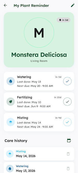 My Plant Reminder - Watering Screenshot 1