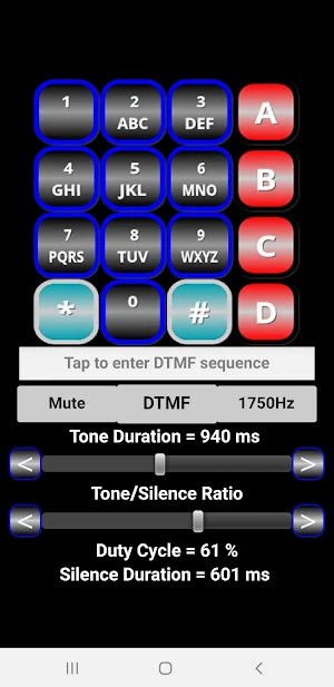 16 Tone DTMF Generator Keypad 1234567890*#ABCD1750 Screenshot 1
