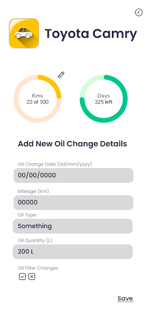 Car Oil Change Tracker Screenshot 1