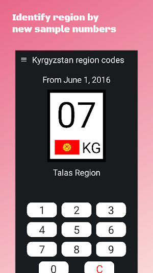 Region codes of Kyrgyzstan Screenshot 0