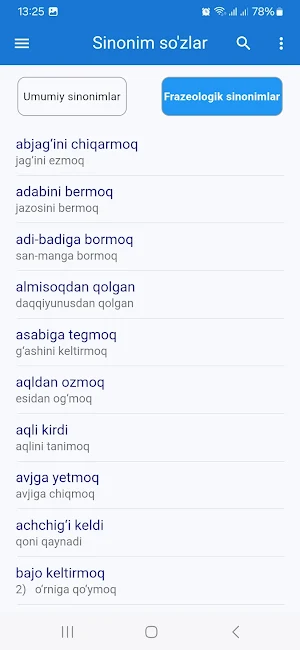 Sinonim so'zlar Screenshot 1