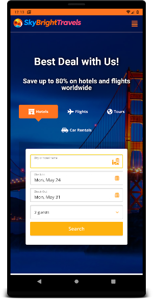 Skybrighttravels Hotel, Flight & Car Rental Deals Screenshot 0