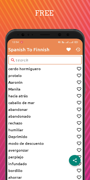 Spanish To Finnish Dictionary Screenshot 0