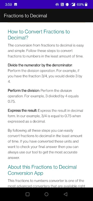 Fraction to Decimal Screenshot 1