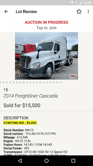 TAC Auction Screenshot 2