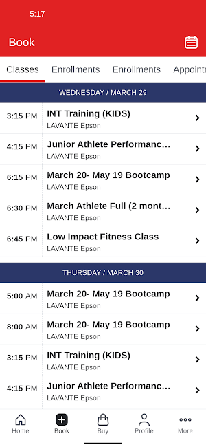 BUC Athletics Training Center Screenshot 1