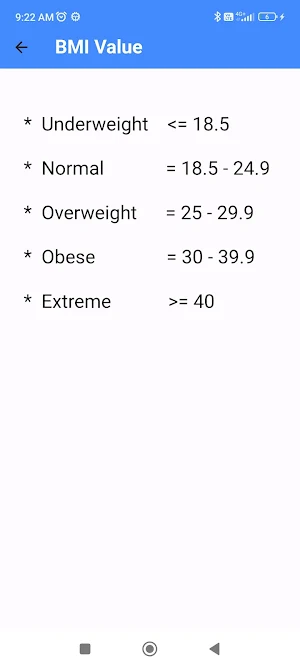 BMI Calculator Screenshot 1