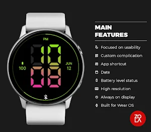 Digital Green Pink Watch Face Screenshot 1
