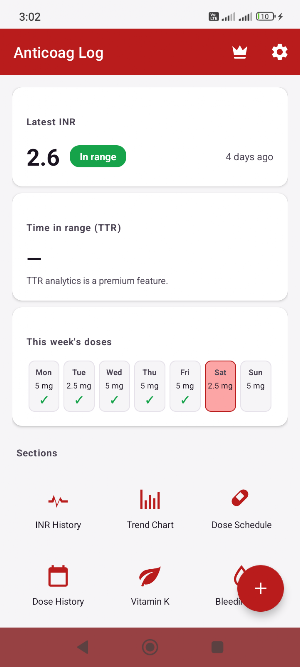 Anticoag Log: Warfarin INR Screenshot 0