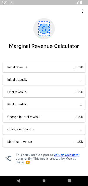 Marginal Revenue Calculator Screenshot 0
