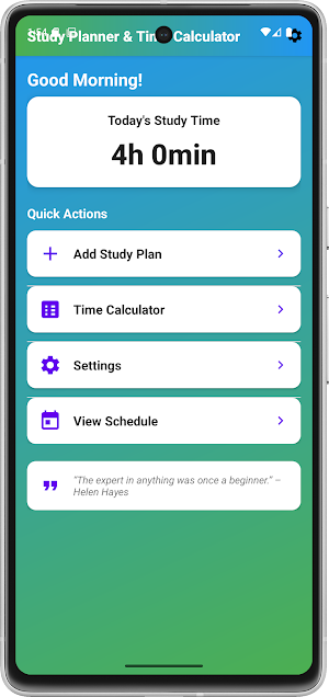 Study Planner Time Calculator Screenshot 1