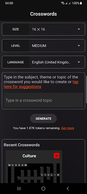 AI Crossword Puzzle Generator Screenshot 0