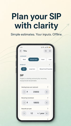 1Finity: SIP EMI FD Calculator Screenshot 1
