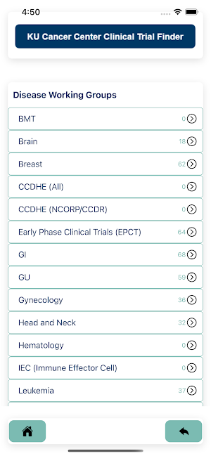 KUCC Clinical Trial Finder Screenshot 1