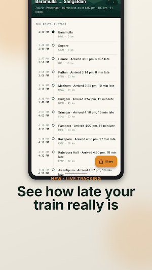 Kashmir Train Timings Screenshot 2