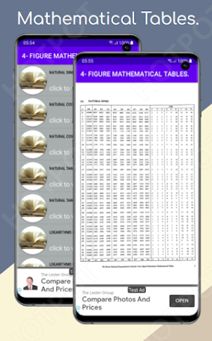 4-FIGURE MATHEMATICAL TABLES. Screenshot 3