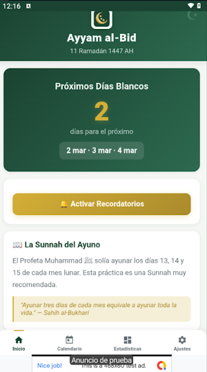 Sunnah White Days - Calendar Screenshot 1
