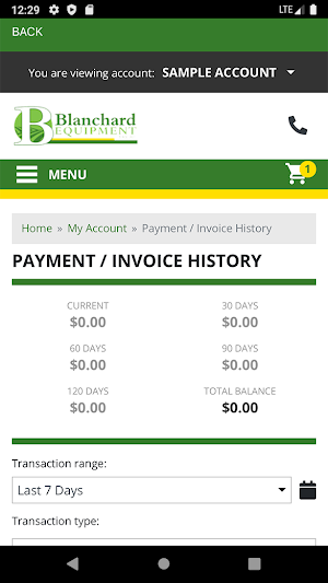 Blanchard Equipment Portal Screenshot 3