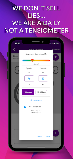 Blood Pressure App Diary, BPD Screenshot 1