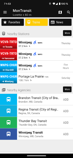 VIA Rail trains - MonTransit Screenshot 0