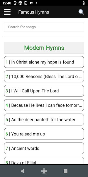 Famous Modern and Ancient hymn Screenshot 0