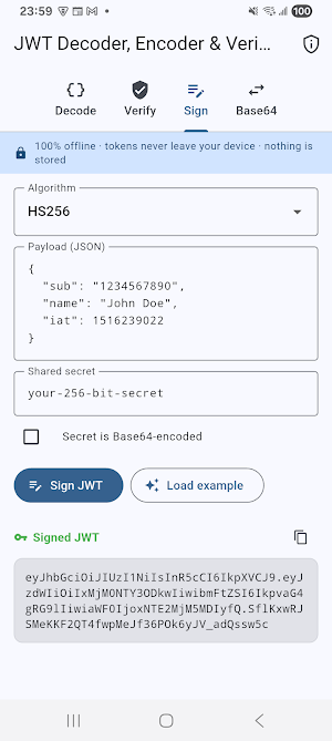 JWT & Base64 Decoder/Verifier Screenshot 2