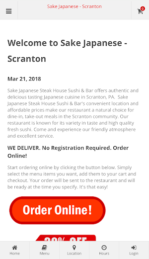 Sake Japanese Scranton Order Screenshot 0