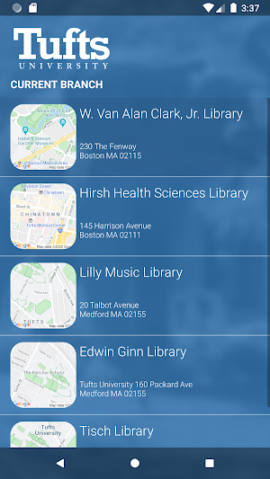 Tufts Library Mobile Checkout Screenshot 1