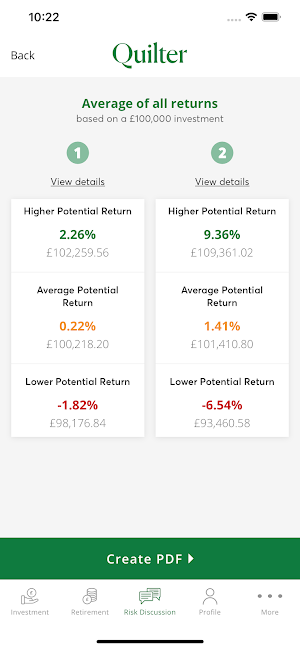 Platform Risk profiler Screenshot 3