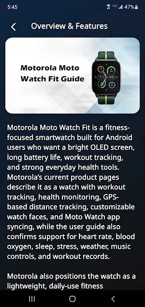 Motorola Moto Watch Fit Guide Screenshot 2