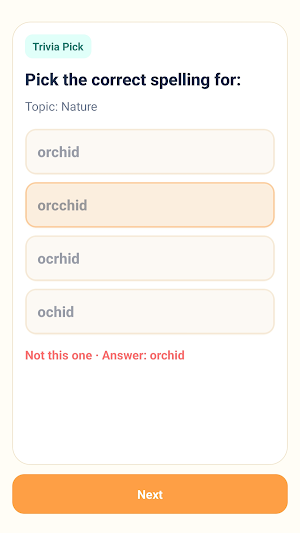 Spelling Quiz: Grammar Test Screenshot 2