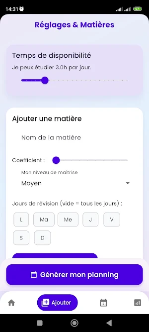Jour J : Révisions & Minuteur Screenshot 2