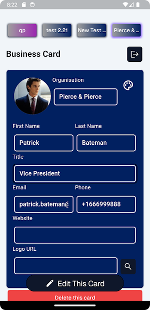 Business Card Screenshot 1