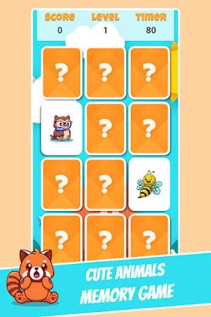 cute animals memory kids game Screenshot 1