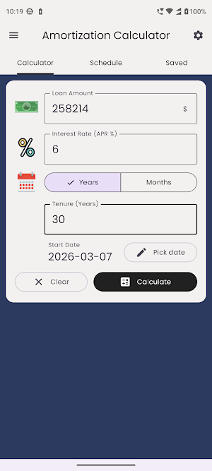 Loan Amortization Calculator Screenshot 0