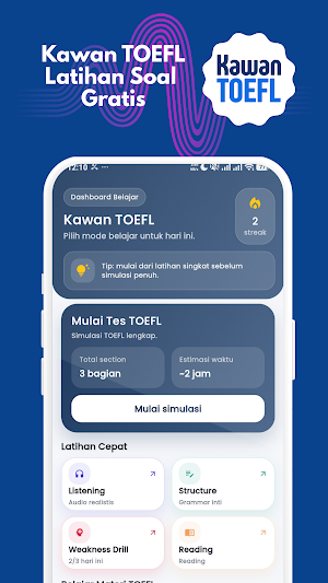 Kawan TOEFL: Latihan & Belajar Screenshot 0