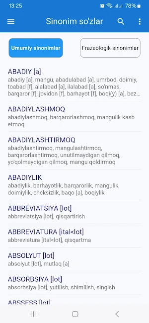 Sinonim so'zlar Screenshot 0
