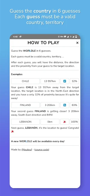 Worldle - Guess the Country Screenshot 2