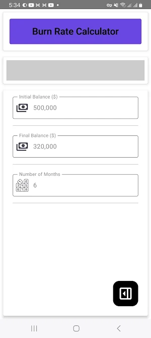Burn Rate Calculator Screenshot 0
