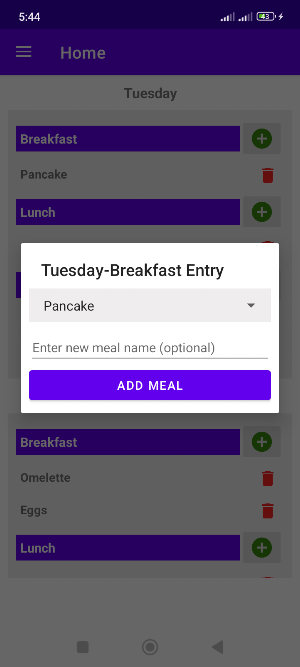 Meal Planner Screenshot 1