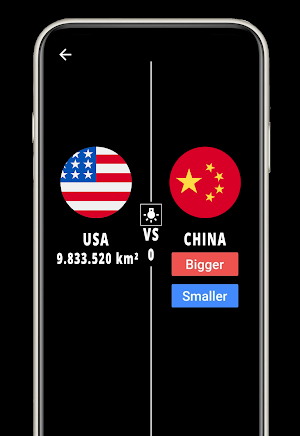 Higher or Lower : Country Area Screenshot 0