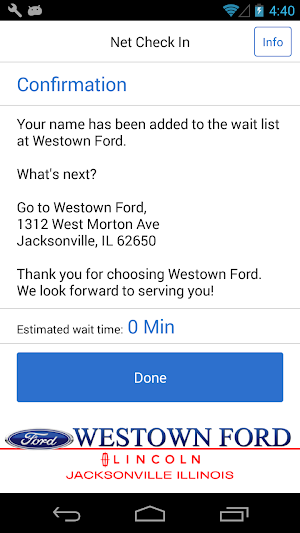 Net Check In - Westown Ford Screenshot 2