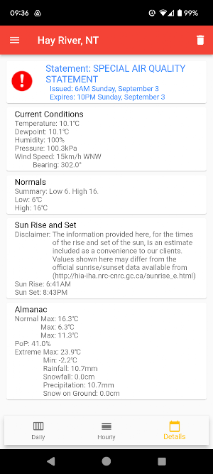 Canadian Weather Screenshot 2